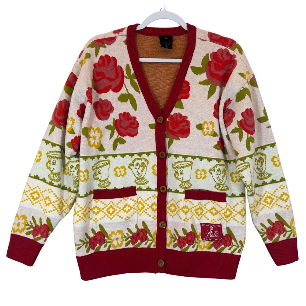 Disney Princess Beauty and the Beast Belle Rose Cardigan Sweater Sz XL BoxLunch‎